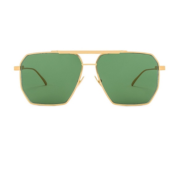 Bottega Veneta Gold and Green Sunglasses